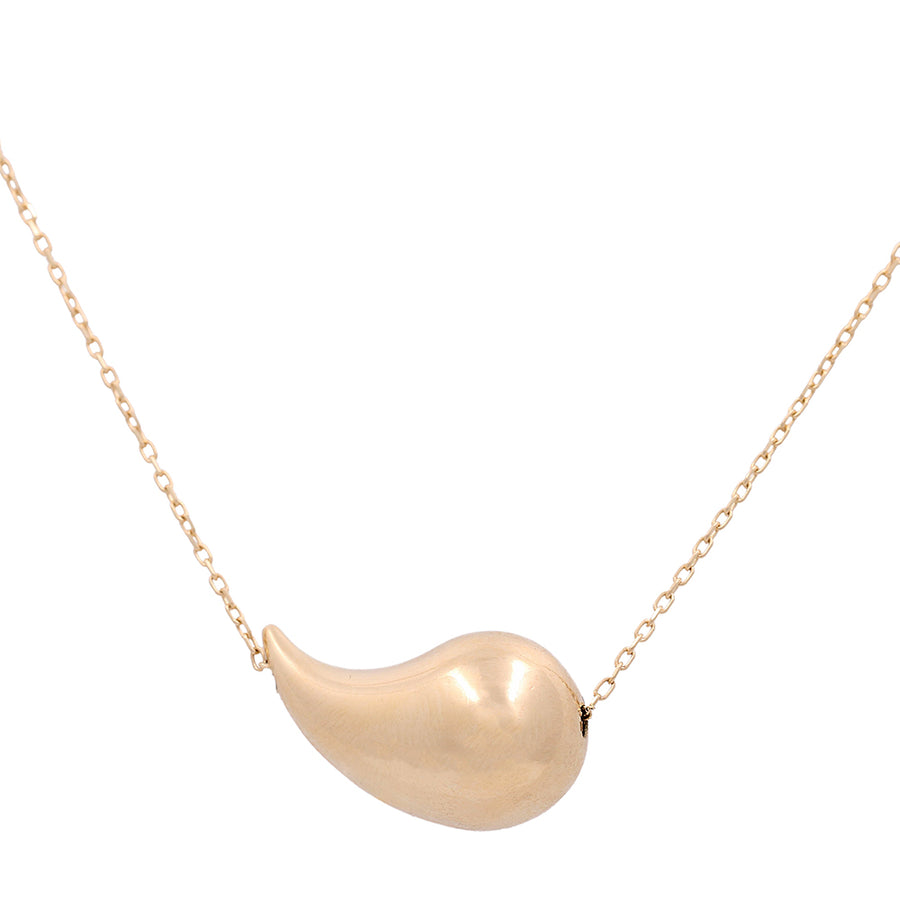 Miral Jewelry Gold Women's Fashion Drop Pendant Necklace featuring a smooth, drop-shaped pendant on a delicate chain, isolated on a white background.
