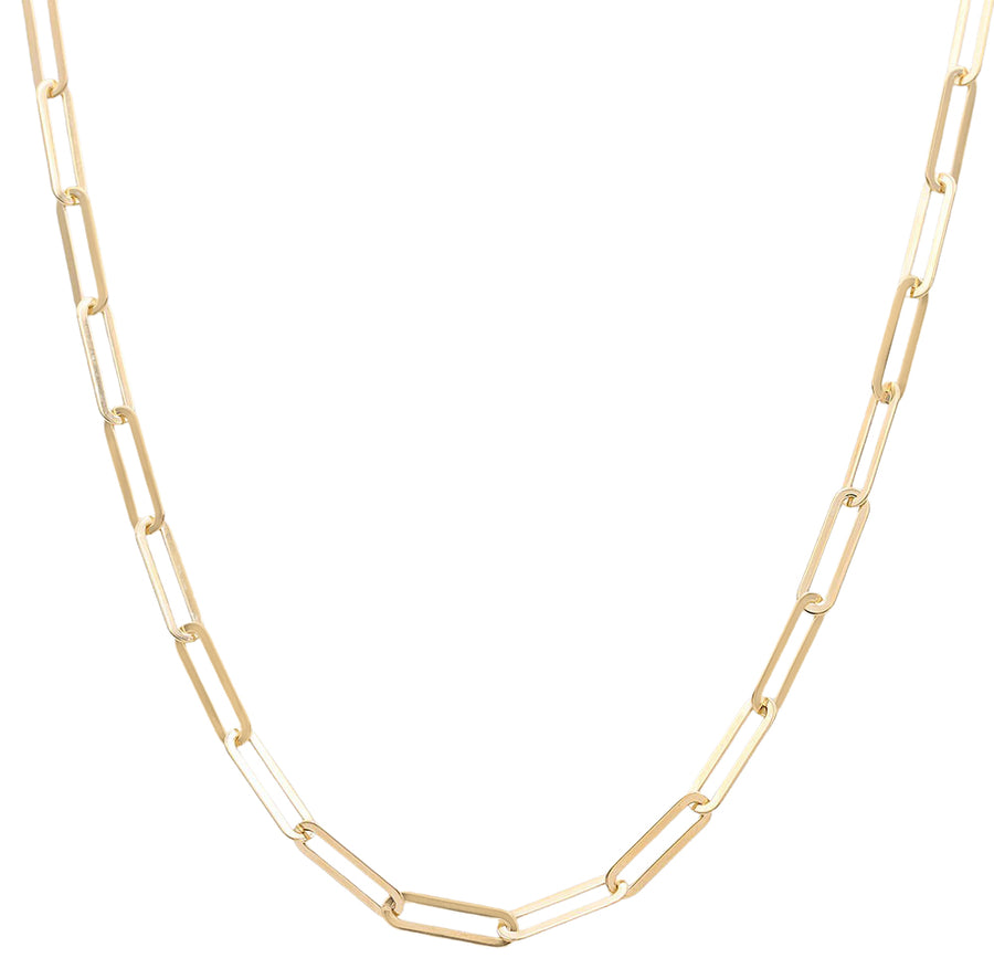 The delightful Miral Jewelry yellow gold 14K paper clip chain necklace showcases an exquisite open link design.