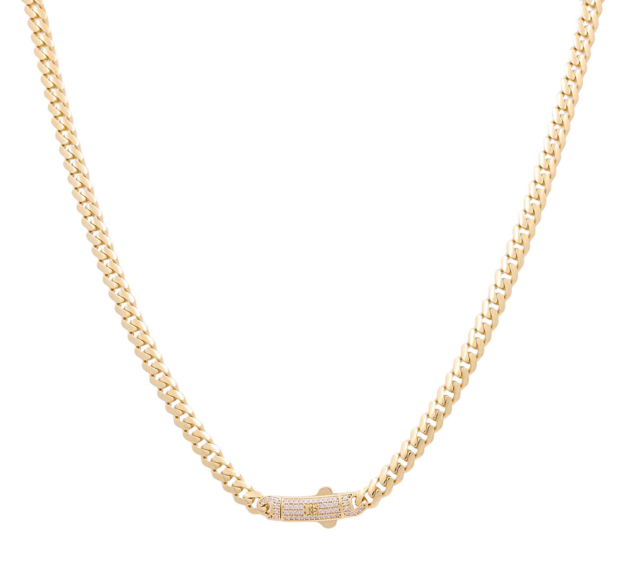 10K Yellow Gold Monaco Chain with CZ Clasp 5mm, 18in, 18.8 g
