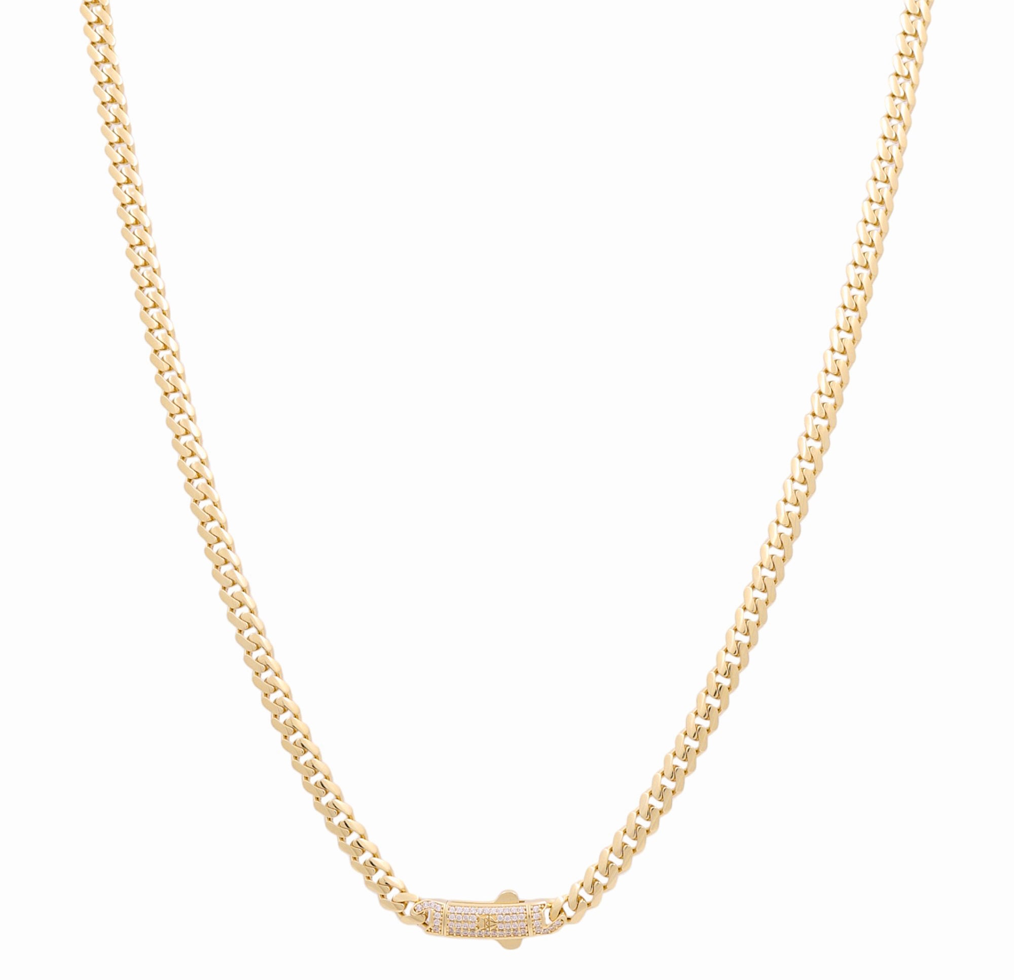10K Yellow Gold Monaco Chain with CZ Clasp 5mm, 24in, 24.3 g