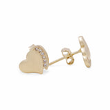 14K Yellow Gold  Hearts with Cz Earrings