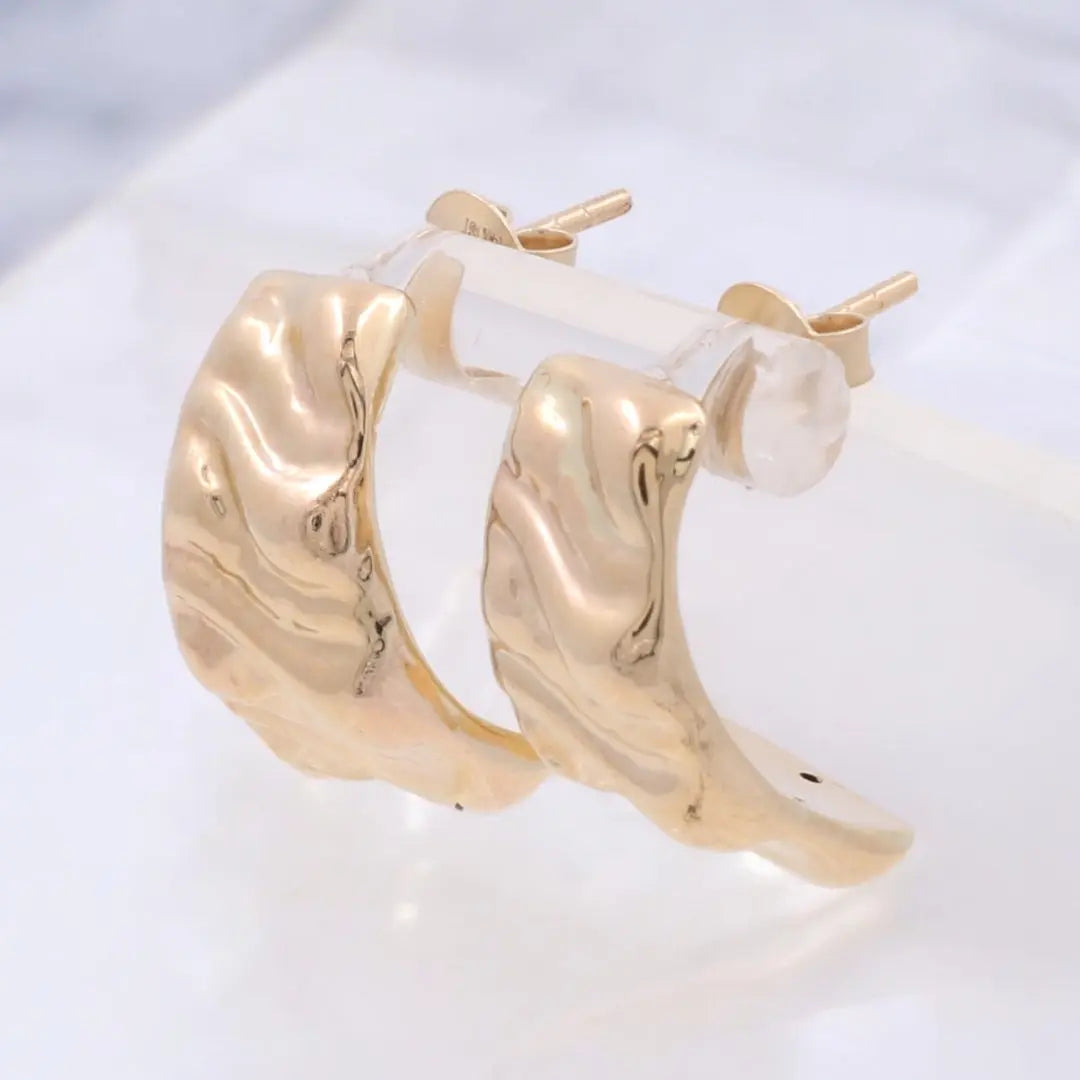 14K Yellow Gold Button Women's Earrings Miral Jewelry