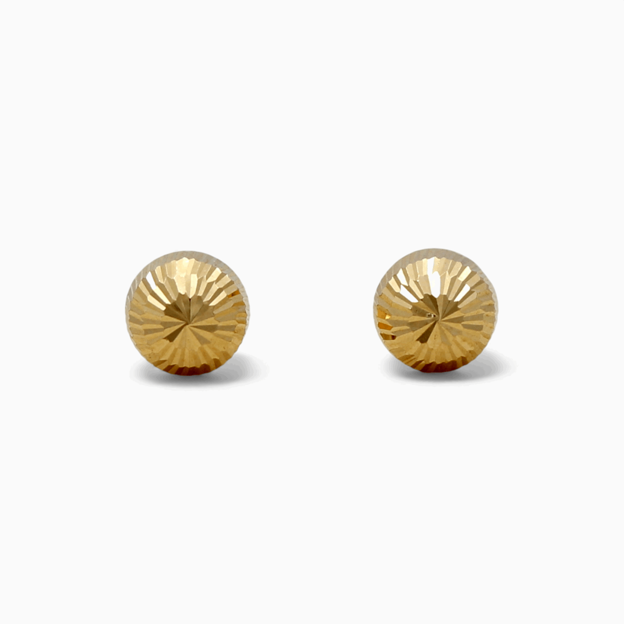 14K Yellow Gold Diamond Cut Ball Earrings