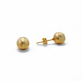 14K Yellow Gold Diamond Cut Ball Earrings