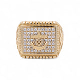 14k Yellow Gold Anchor with CZ Men's Fashion Ring