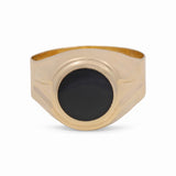 14k Yellow Gold Round Onix Men's Fashion Ring