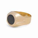 14k Yellow Gold Round Onix Men's Fashion Ring