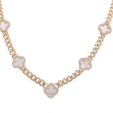 10K Yellow Gold Monaco with  Mop Flower Women's Necklace 18"