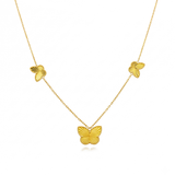 14k Yellow Gold Diamond Cut Butterflies Necklaces 17"