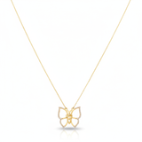 14K Yellow Gold Butterfly Women's Necklace 18"