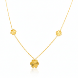 14k Yellow Gold Diamond Cut Flower Necklaces 17"