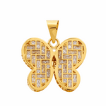 14K Yellow Gold Butterfly with Cz Pendant