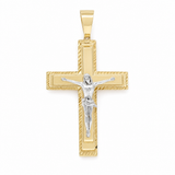 14K Yellow Gold Two Tone White/Yellow Medal Pendant