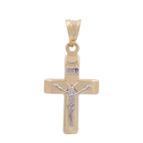 14K Two Tone White/Yellow Gold Crucifix Pendant