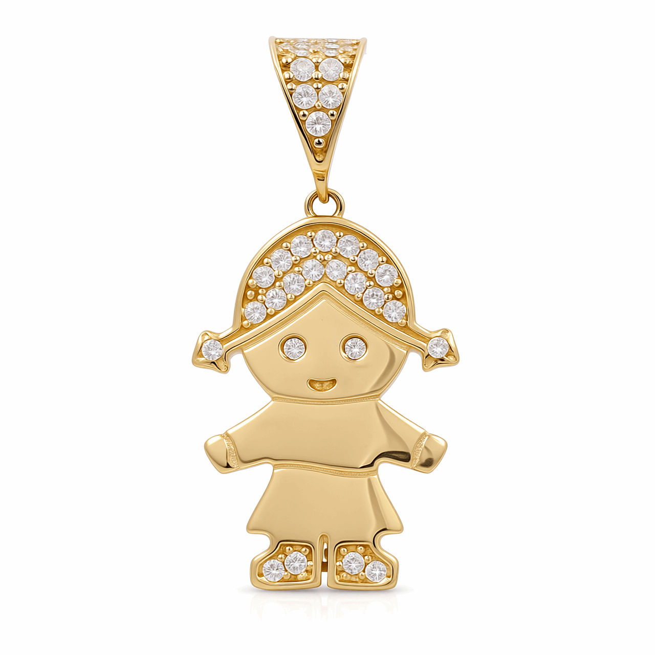14K Yellow Gold Girl with CZ Women's Pendant