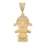 14K Yellow Gold Girl with CZ Women's Pendant