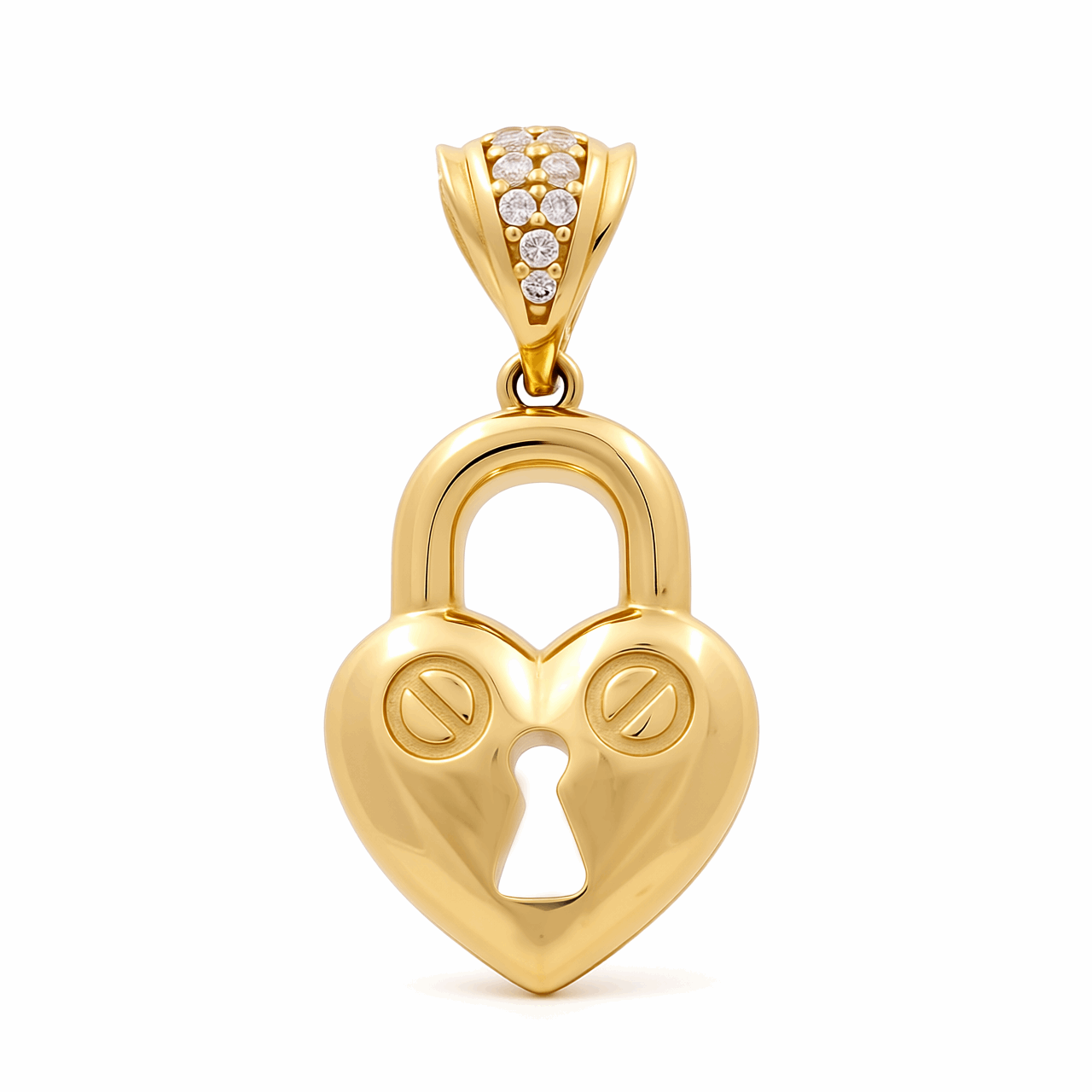 14K Yellow Gold Heart with Cz Pendant
