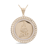 14K Yellow Gold Caridad del Cobre Medal Men's Pendant