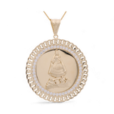 14K Yellow Gold Caridad del Cobre Medal Men's Pendant