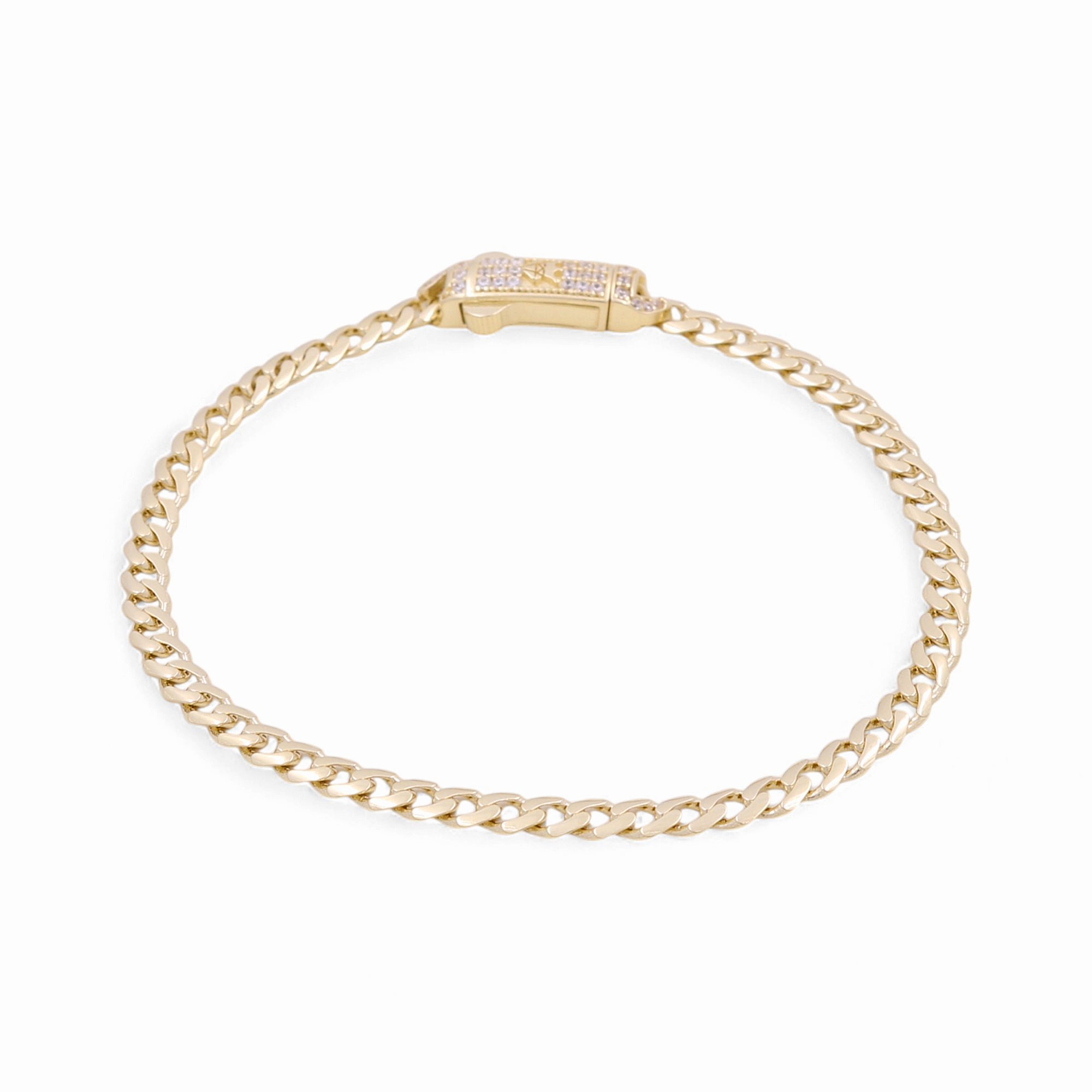 14K Yellow Gold Monaco Bracelet with CZ Clasp 7.5in, 6.3 g – view 2
