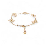 14K  Yellow Gold  Diamond Cut with Flowers Women's Bracelet