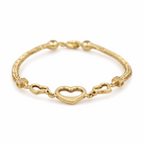 14K Yellow Gold Fancy Link with Hearts Bracelet