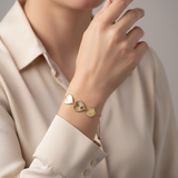 14K Yellow Gold Diamond Cut Hearts Bracelet