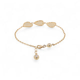 14K Yellow Gold Diamond Cut Hearts Bracelet
