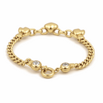 14K Yellow Gold Heart and Butterflies Charm Bracelet