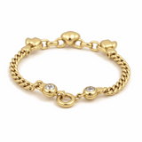 14K Yellow Gold Heart and Butterflies Charm Bracelet