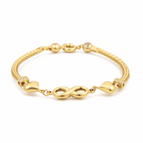 14K Yellow Gold Fancy Link with Infiniti and Heart Bracelet