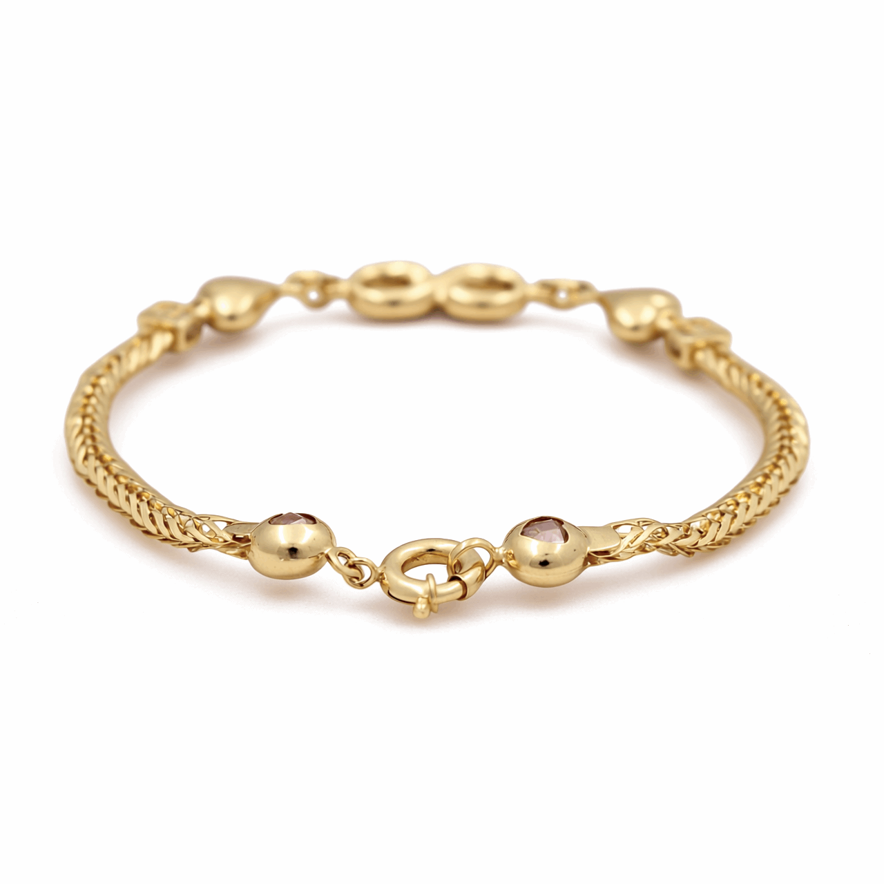 14K Yellow Gold Fancy Link with Infiniti and Heart Bracelet