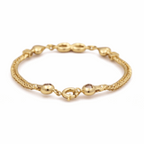 14K Yellow Gold Fancy Link with Infiniti and Heart Bracelet