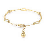 14K Yellow Gold Paper Clip with Hearts Bracelet
