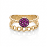 14K Yellow Gold Red Circle Fashion Women's Ring