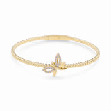 10K Yellow Gold Bangle with Butterfly Women's Bracelet