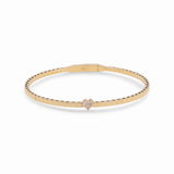 14K Yellow Gold Bangle with Heart Women's Bracelet