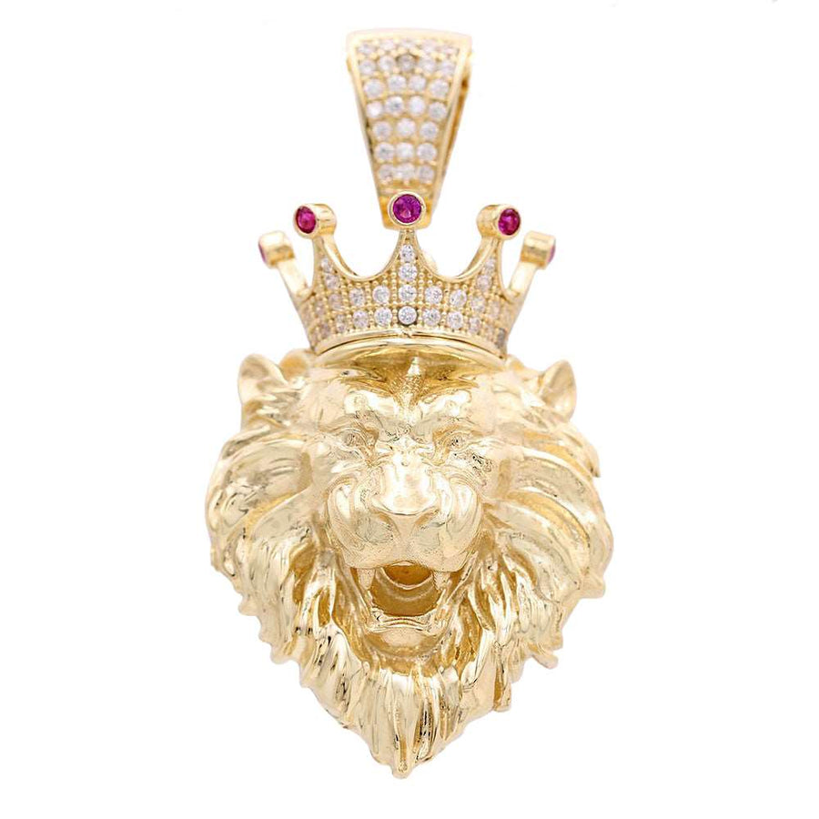 Yellow Gold 14k Lion Pendant With Cz
