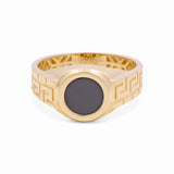 14k Yellow Gold Round Onix Fashion Ring
