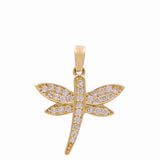14K Yellow Gold Dragonfly Women's Pendant