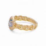 14K Yellow Gold Pear Light Blue Fashion Women's Ring