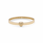 10K Yellow Gold Bangle Semisolid  with Heart  Bracelet
