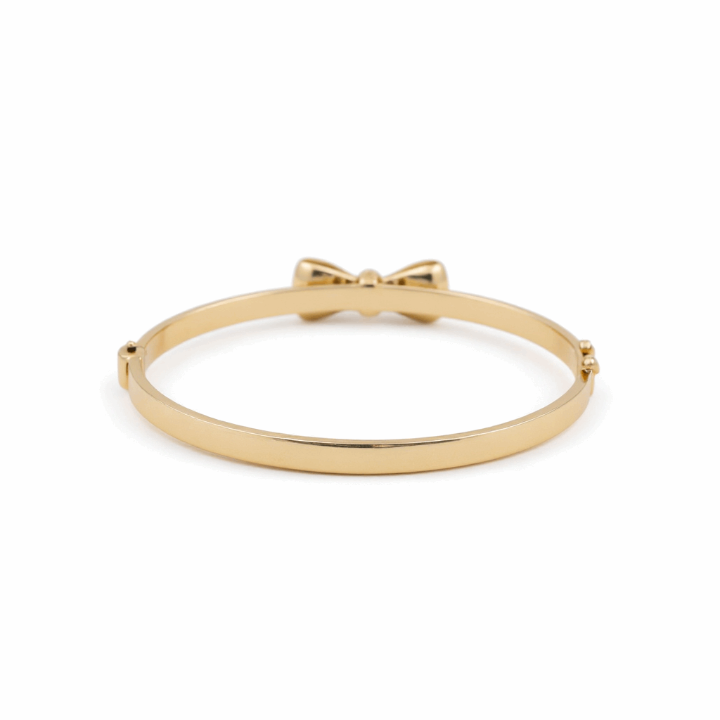 10K Yellow Gold Bangle Semisolid  with Ribbon Bracelet