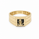 10k Yellow Gold Anchor Onyx Fashion Ring Men's