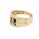 10k Yellow Gold Anchor Onyx Fashion Ring Men's