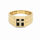 10k Yellow Gold Cross Onyx Fashion Ring Men's