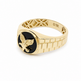 10k Yellow Gold Eagle Onyx Fashion Ring Men's