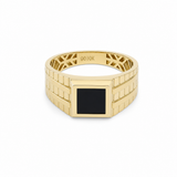 10k Yellow Gold Square Onyx Fashion Ring Men's