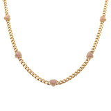 10K Yellow Gold Cuban Link with  Hearts Women's Necklace 18"