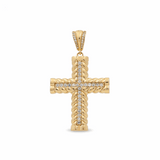 10K Yellow Gold Cross with CZ Unisex Pendant